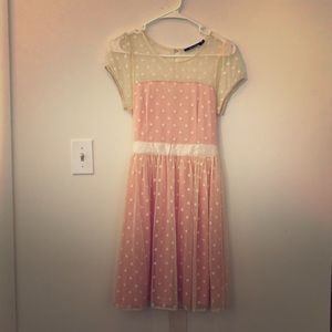 SOLD. Sheer Polka Dotted Pink and Cream dress!